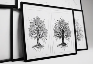 POV under a tree square framed minimalistic tattoo idea