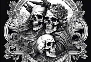 Thanatos and hypnos, 3 skull, sword, like greek statue tattoo idea