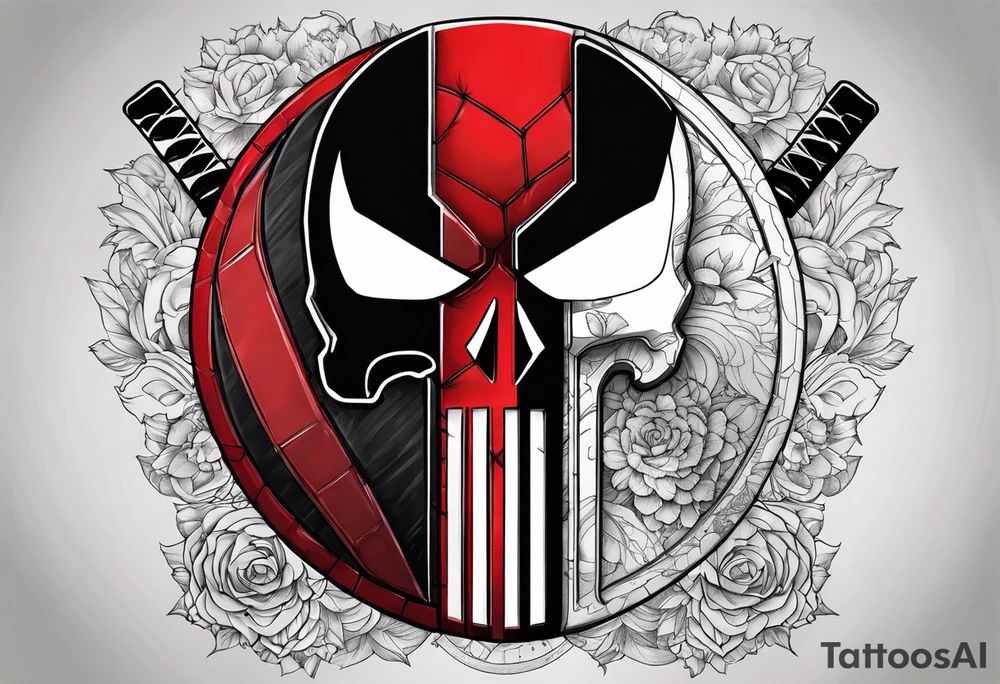 punisher and deadpool Ying yang tattoo idea