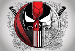 punisher and deadpool Ying yang tattoo idea