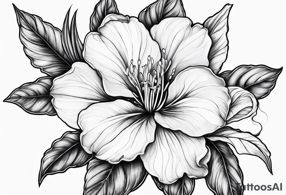 5-petal azaleas along a long branch tattoo idea