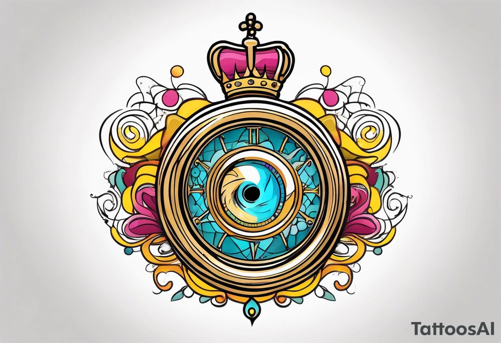 Crown whimsical time turner tattoo idea