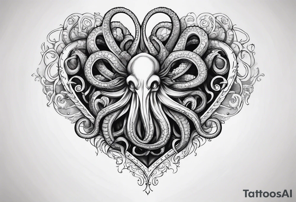 Heart with tentacles tattoo idea