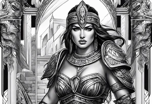 Female gladiator full body tattoo idea