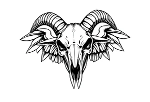 goat skull odd crying angel un tattoo idea