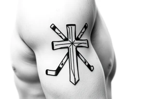 Cross made with hockey sticks tattoo idea