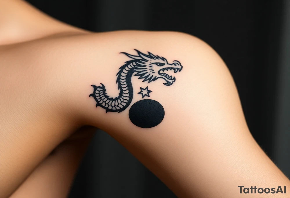 chinese dragon and ying and yang reference tattoo idea