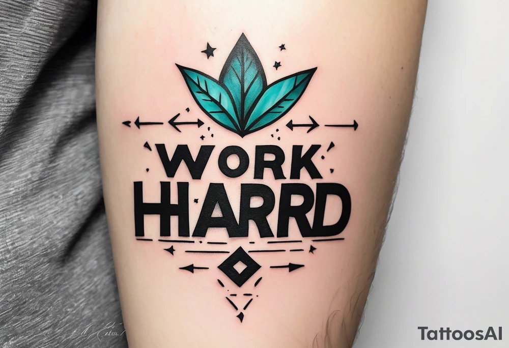 I want a painting style tattoo with the letters "work hard, play hard". tattoo idea