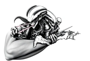 Aliens with lasers and zombies tattoo idea