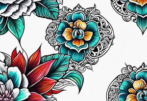 Fijian teeth and flower forearm tattoo idea