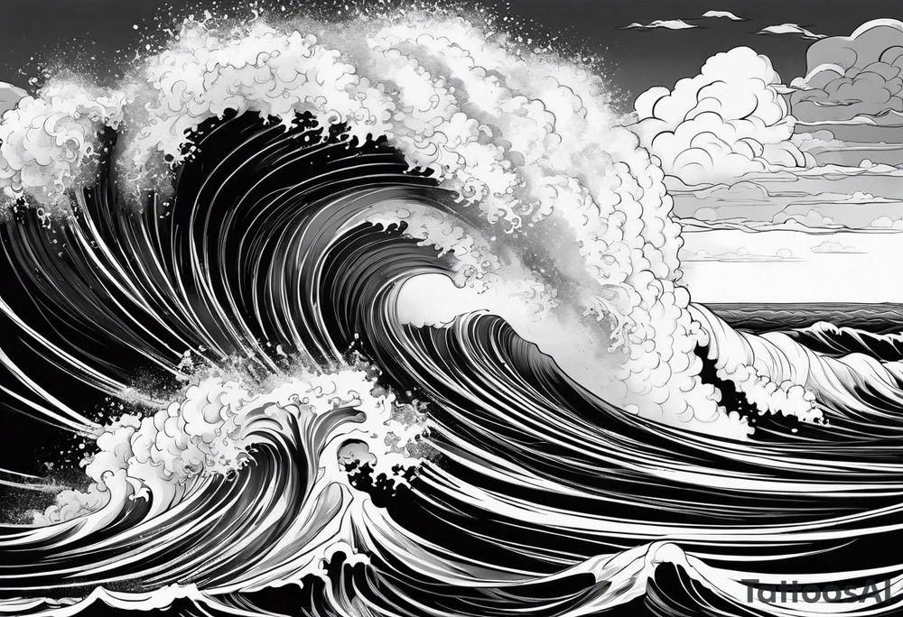 god, stormy sea, full length tattoo idea