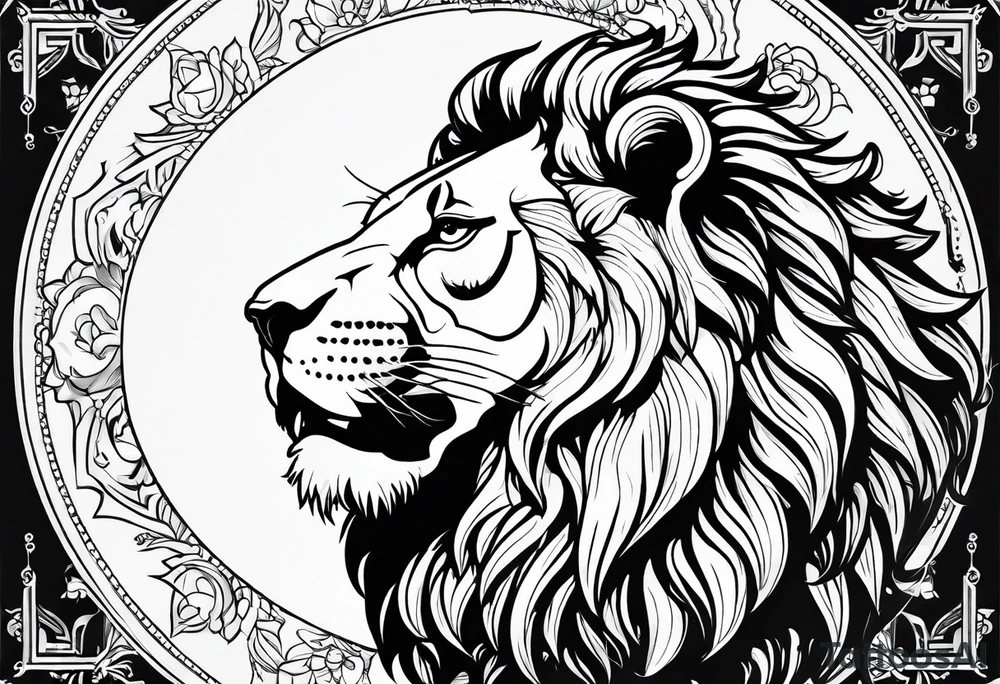 Green lion eating the sun tattoo idea