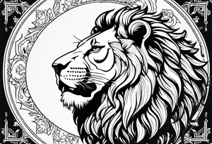 Green lion eating the sun tattoo idea