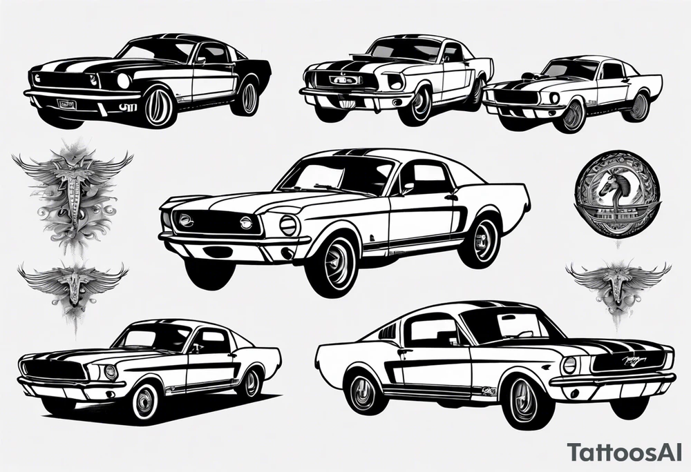 Vintage classic ford mustang tattoo idea