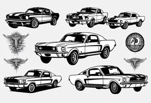 Vintage classic ford mustang tattoo idea