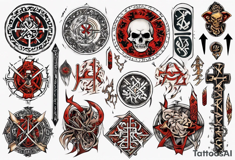 Nórdic runes Style yakuza tattoo idea