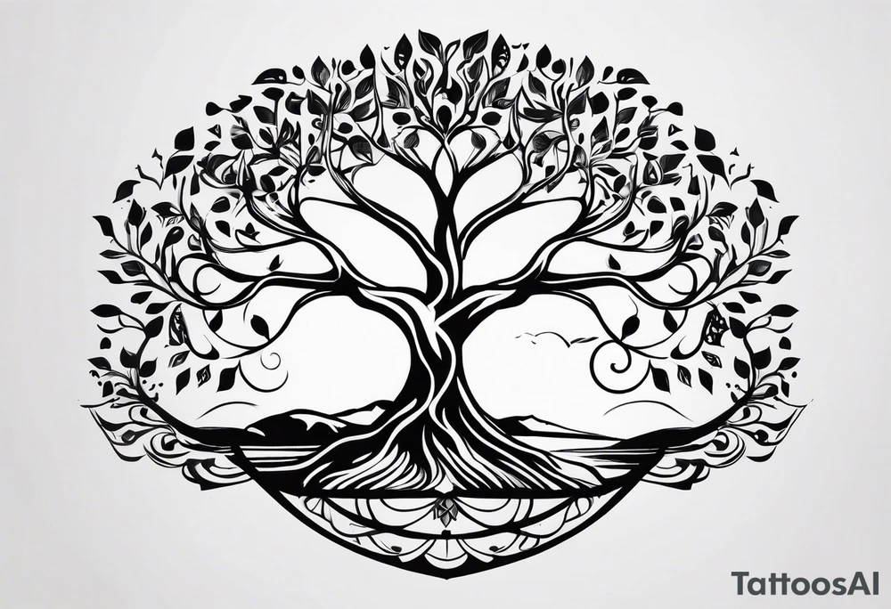 A tree of life and the last name “wakchhali” under it tattoo idea