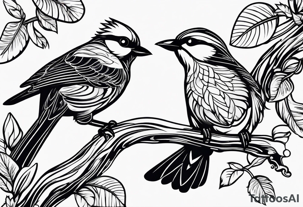 Bird powerfully looking while on a branch tattoo idea