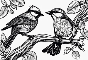 Bird powerfully looking while on a branch tattoo idea