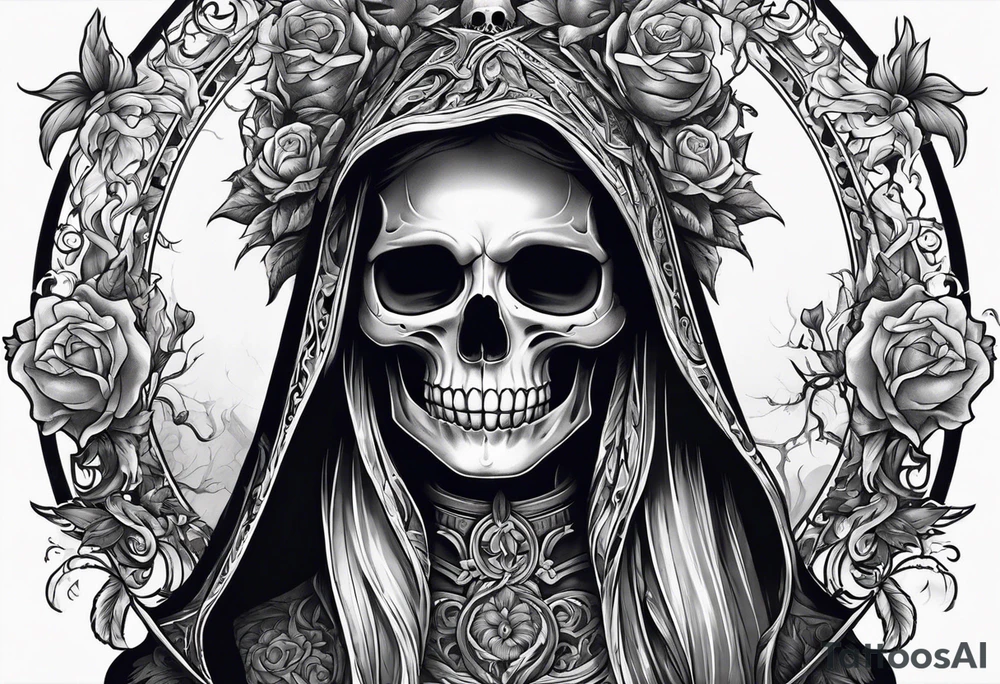 lady skeleton grim reaper satan tattoo idea
