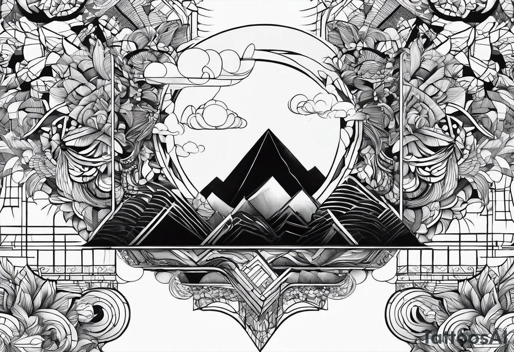 Geometric Abstract cloud shapes tattoo idea