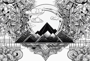 Geometric Abstract cloud shapes tattoo idea