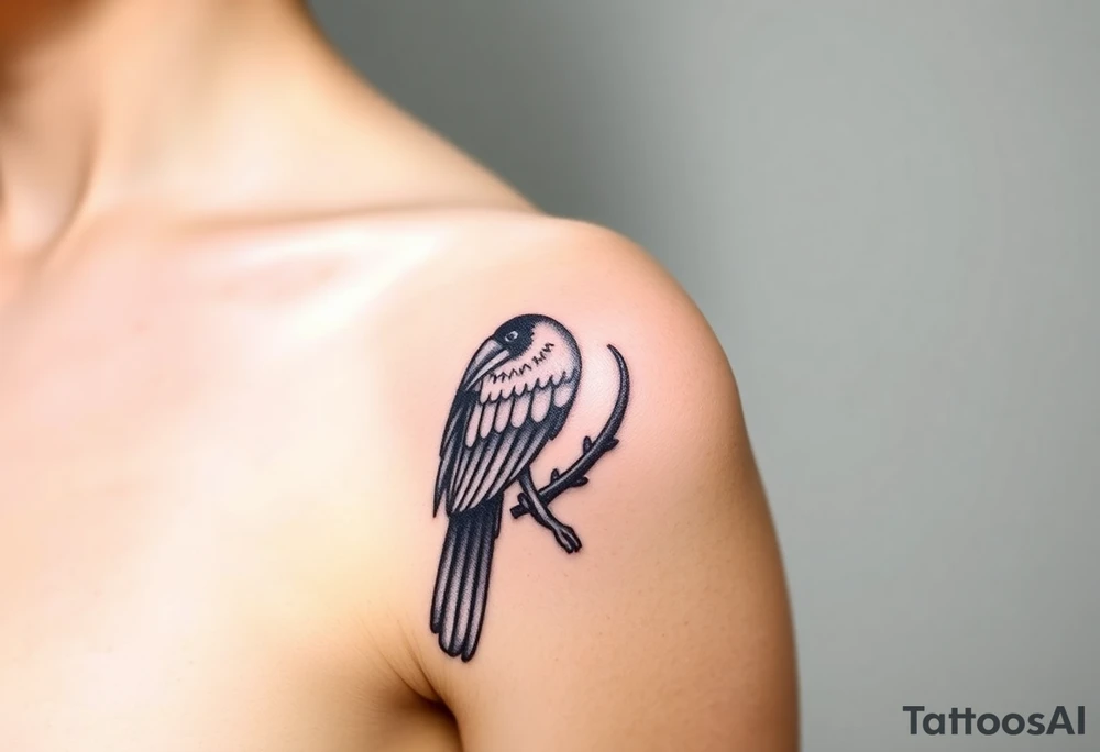 image of a Kalimantan ivory-horned hornbill with a Dayak motif woven background tattoo idea