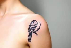 image of a Kalimantan ivory-horned hornbill with a Dayak motif woven background tattoo idea