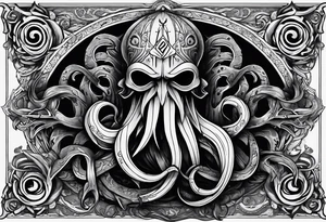 Kraken,  with rune on forehead tattoo idea