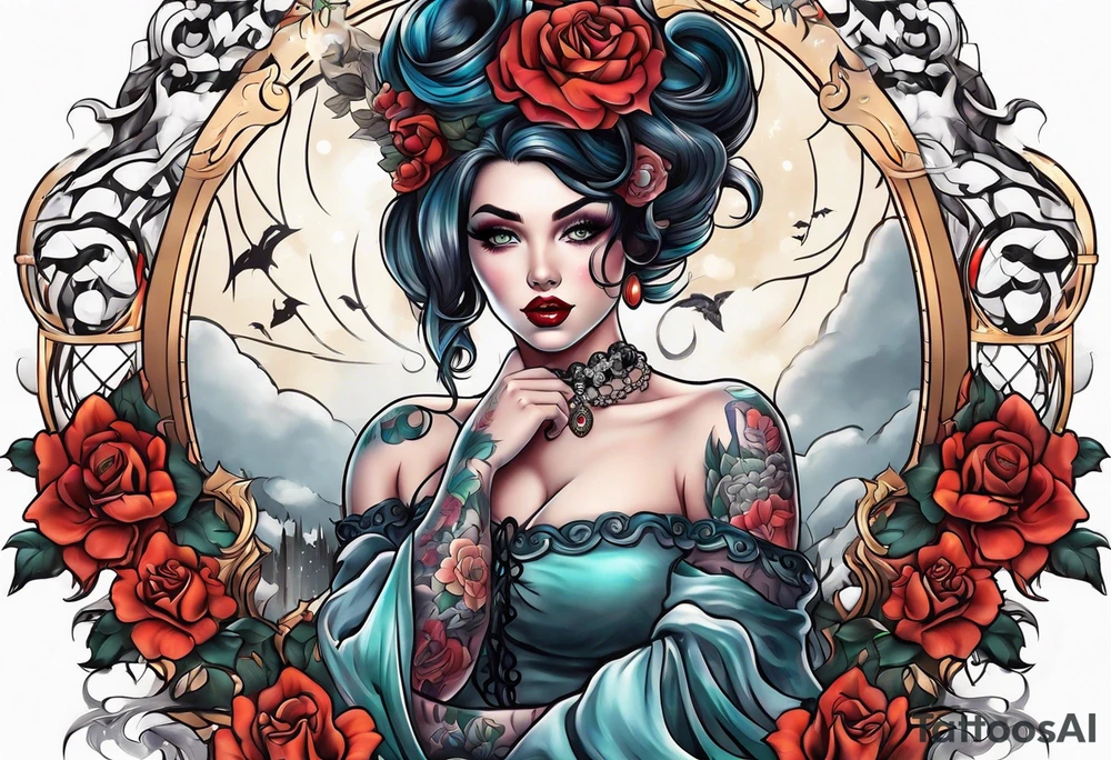 Sexy pinup ghost girl tattoo idea