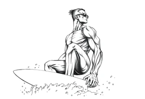 comic hero silver surfer on his board looking over in deep thought as he is in the sky tattoo idea