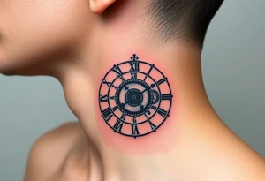 vintage roman numerals within ornate clockwork mechanism tattoo idea