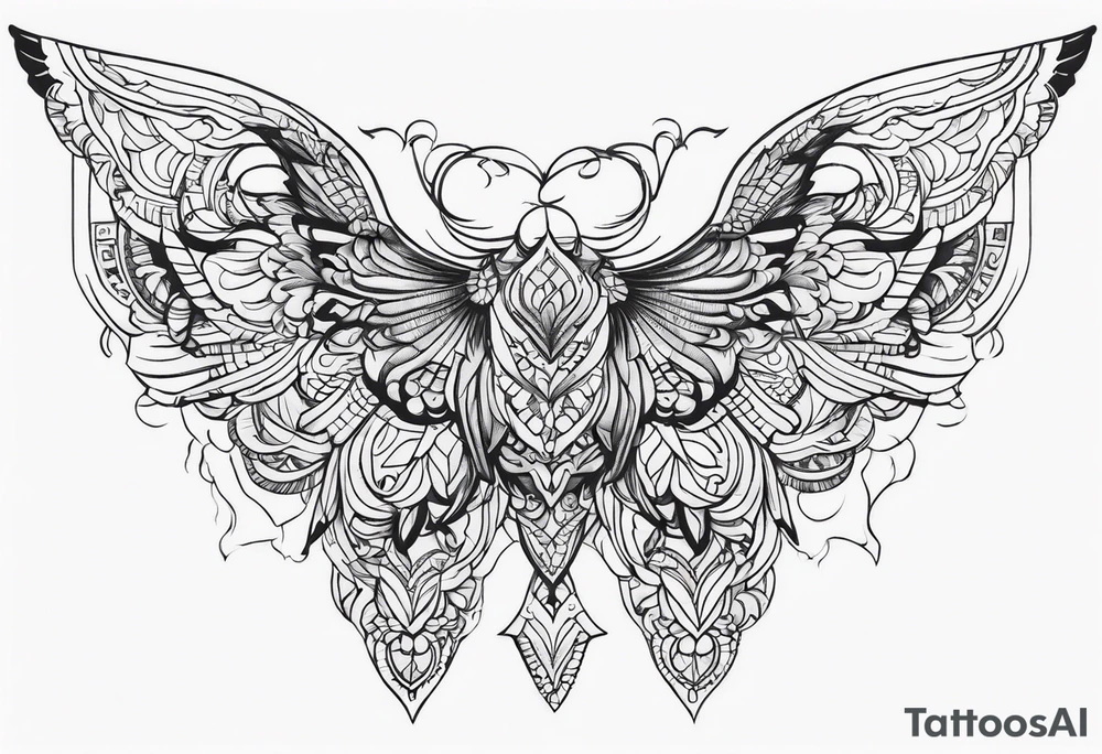 blackwork style with its wings outstretched in flight tattoo idea blackwork style with its wings outstretched in flight tattoo idea