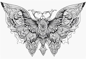 blackwork style with its wings outstretched in flight tattoo idea