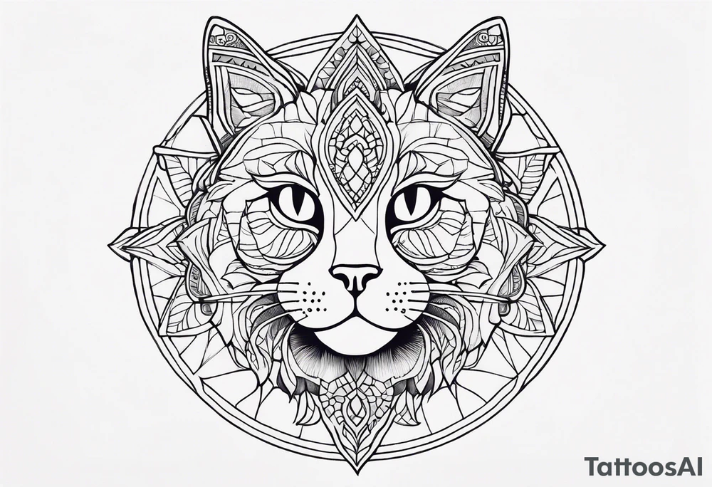 Cat mandala tattoo idea