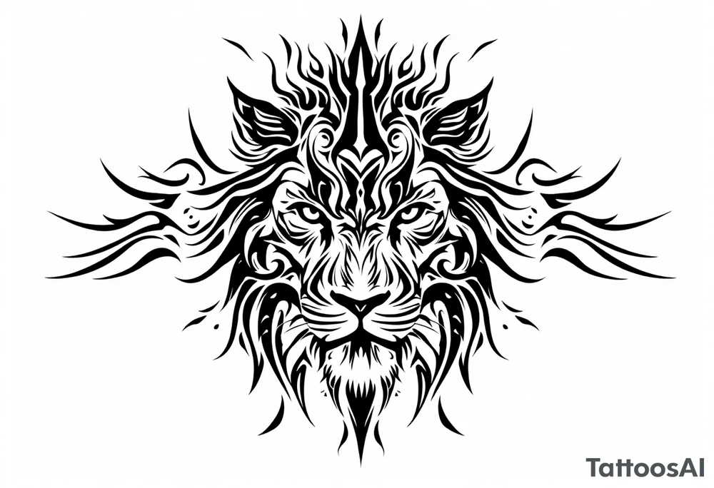 powerful majestic lion, close-up tattoo idea