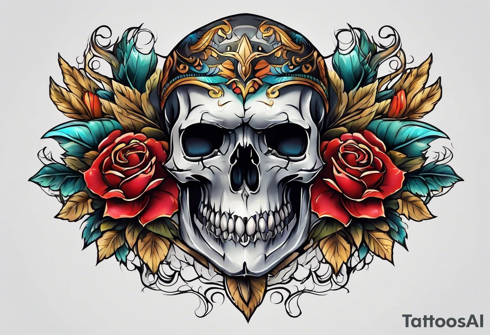 Neo traditional animal skull tattoo idea
