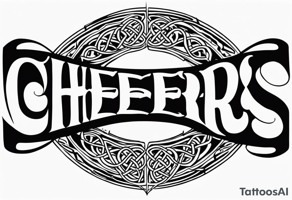 Cheers Mate text, armband +Celtic +Cancer Ribbon +tribal +artistic +a toast tattoo idea
