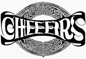 Cheers Mate text, armband +Celtic +Cancer Ribbon +tribal +artistic +a toast tattoo idea