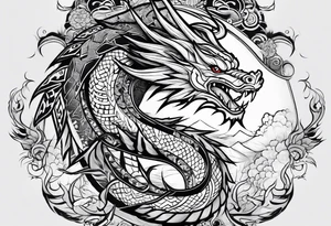 filipino tribal with a japanese dragon tattoo idea