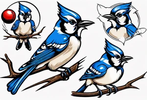 mean looking bluejay hitting a ball tattoo idea