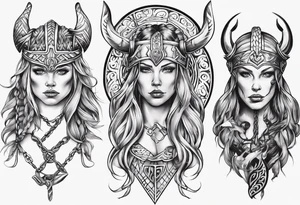 beautiful viking women topless tattoo idea
