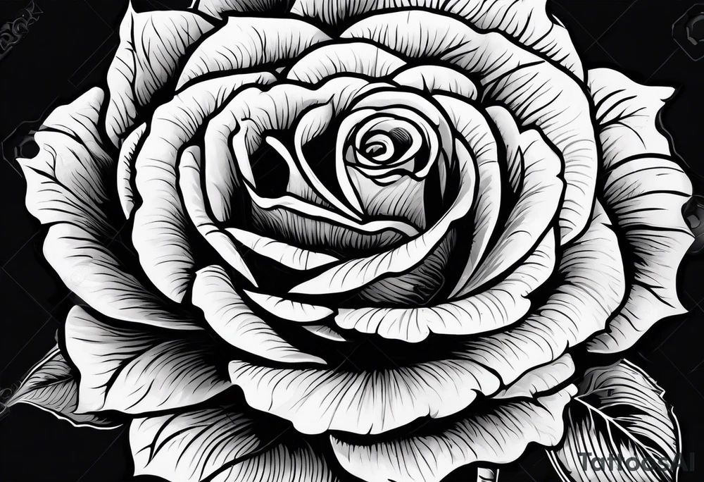 Rose with sun in the center, American traditional tattoo idea