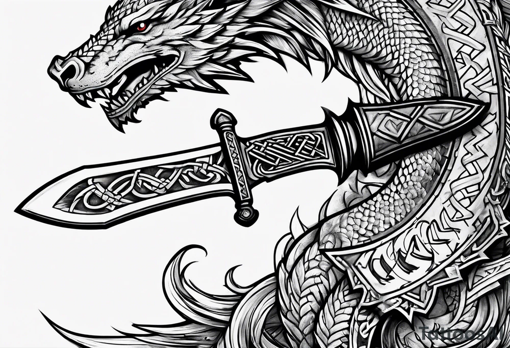 Valhalla valknut sword axe Dragon tattoo idea