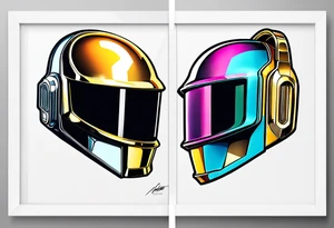 The two Daft Punk masks side by side looking straight forward tattoo idea