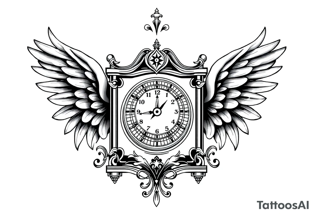 Slot machine with compass and clock with angel wings tattoo idea