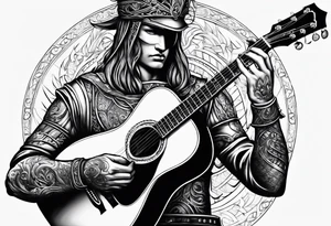 Armor of God with guitar tattoo idea