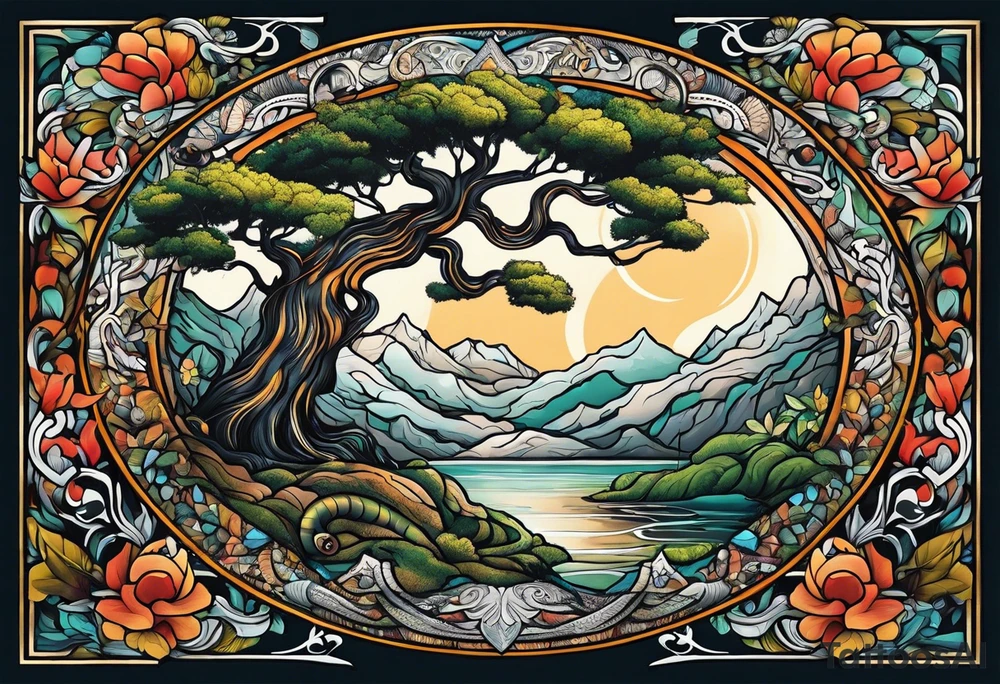 Tree fo life with snake tattoo idea