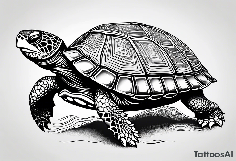 simple line turtle tattoo idea