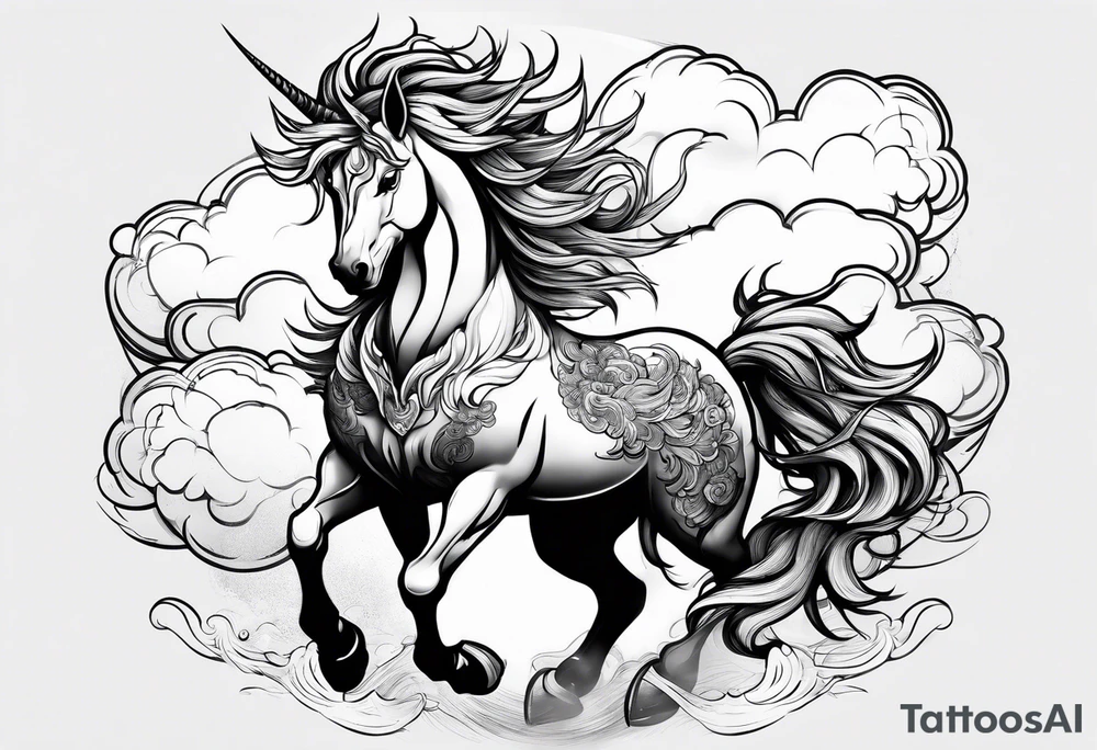 a kirin surrounded by cloud tattoo idea
